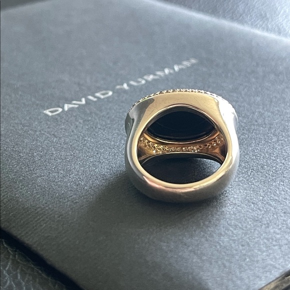 David Yurman Oval Onyx & Diamond Ring - Picture 3 of 8